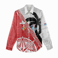 Fiji and Tonga Rugby Custom Women Casual Shirt Flying Fijians Ikale Tahi Together Pacific - Polynesian Pride
