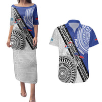 Fiji an Samoa Rugby Custom Couples Matching Puletasi and Hawaiian Shirt Flying Fijians Manu Samoa Together Pacific - Polynesian Pride