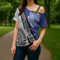 Fiji an Samoa Rugby Custom Cross Shoulder Shirt Flying Fijians Manu Samoa Together Pacific - Polynesian Pride