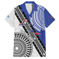 Fiji an Samoa Rugby Custom Family Matching Off The Shoulder Long Sleeve Dress and Hawaiian Shirt Flying Fijians Manu Samoa Together Pacific - Polynesian Pride