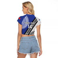 Fiji an Samoa Rugby Custom Raglan Cropped T Shirt Flying Fijians Manu Samoa Together Pacific - Polynesian Pride