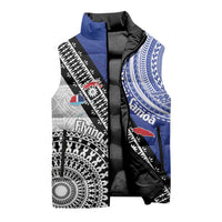 Fiji an Samoa Rugby Custom Sleeveless Puffer Jacket Flying Fijians Manu Samoa Together Pacific LT14 - Polynesian Pride