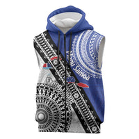 Fiji an Samoa Rugby Custom Sleeveless Zip Hoodie Flying Fijians Manu Samoa Together Pacific LT14 Blue - Polynesian Pride