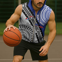 Fiji an Samoa Rugby Custom Sleeveless Zip Hoodie Flying Fijians Manu Samoa Together Pacific LT14 - Polynesian Pride