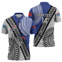 Fiji an Samoa Rugby Custom Zipper Polo Shirt Flying Fijians Manu Samoa Together Pacific LT14 - Polynesian Pride