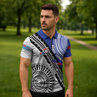 Fiji an Samoa Rugby Custom Zipper Polo Shirt Flying Fijians Manu Samoa Together Pacific LT14 - Polynesian Pride