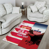 USA and Japan Rugby Custom Area Rug Eagles Brave Blossoms Together Pacific - Polynesian Pride