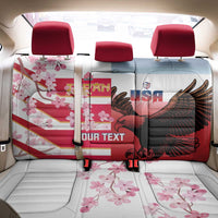USA and Japan Rugby Custom Back Car Seat Cover Eagles Brave Blossoms Together Pacific - Polynesian Pride