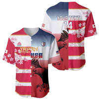 USA and Japan Rugby Custom Baseball Jersey Eagles Brave Blossoms Together Pacific - Polynesian Pride