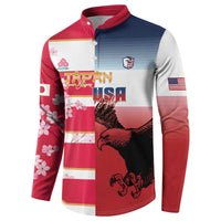 USA and Japan Rugby Custom Button Sweatshirt Eagles Brave Blossoms Together Pacific LT14 - Polynesian Pride