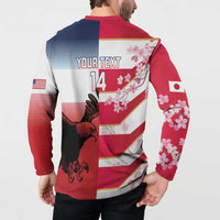 USA and Japan Rugby Custom Button Sweatshirt Eagles Brave Blossoms Together Pacific LT14 - Polynesian Pride