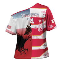 USA and Japan Rugby Custom Cross Shoulder Shirt Eagles Brave Blossoms Together Pacific LT14 - Polynesian Pride
