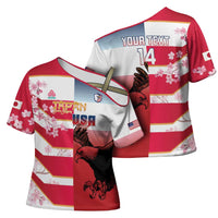 USA and Japan Rugby Custom Cross Shoulder Shirt Eagles Brave Blossoms Together Pacific LT14 - Polynesian Pride