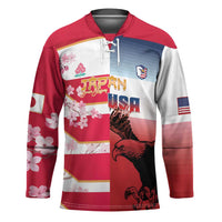 USA and Japan Rugby Custom Hockey Jersey Eagles Brave Blossoms Together Pacific LT14 Unisex Red - Polynesian Pride