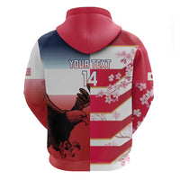USA and Japan Rugby Custom Hoodie Eagles Brave Blossoms Together Pacific - Polynesian Pride
