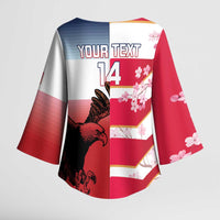 USA and Japan Rugby Custom Kimono Sleeve Blouse Eagles Brave Blossoms Together Pacific LT14 - Polynesian Pride