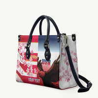 USA and Japan Rugby Custom Leather Bag Eagles Brave Blossoms Together Pacific - Polynesian Pride