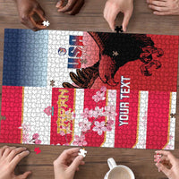 USA and Japan Rugby Custom Puzzle Eagles Brave Blossoms Together Pacific LT14 - Polynesian Pride