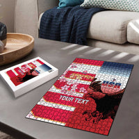 USA and Japan Rugby Custom Puzzle Eagles Brave Blossoms Together Pacific LT14 - Polynesian Pride