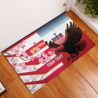 USA and Japan Rugby Custom Rubber Doormat Eagles Brave Blossoms Together Pacific LT14 - Polynesian Pride