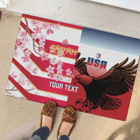 USA and Japan Rugby Custom Rubber Doormat Eagles Brave Blossoms Together Pacific LT14 - Polynesian Pride