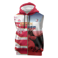 USA and Japan Rugby Custom Sleeveless Zip Hoodie Eagles Brave Blossoms Together Pacific LT14 Red - Polynesian Pride