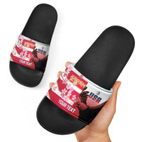 USA and Japan Rugby Custom Slide Sandals Eagles Brave Blossoms Together Pacific - Polynesian Pride