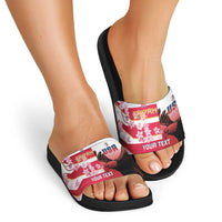 USA and Japan Rugby Custom Slide Sandals Eagles Brave Blossoms Together Pacific - Polynesian Pride