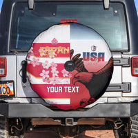 USA and Japan Rugby Custom Spare Tire Cover Eagles Brave Blossoms Together Pacific - Polynesian Pride