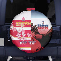 USA and Japan Rugby Custom Spare Tire Cover Eagles Brave Blossoms Together Pacific - Polynesian Pride