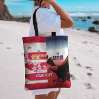 USA and Japan Rugby Custom Tote Bag Eagles Brave Blossoms Together Pacific - Polynesian Pride