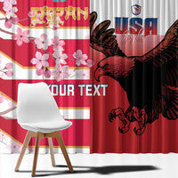 USA and Japan Rugby Custom Window Curtain Eagles Brave Blossoms Together Pacific - Polynesian Pride