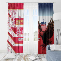 USA and Japan Rugby Custom Window Curtain Eagles Brave Blossoms Together Pacific - Polynesian Pride
