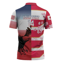 USA and Japan Rugby Custom Zipper Polo Shirt Eagles Brave Blossoms Together Pacific LT14 - Polynesian Pride