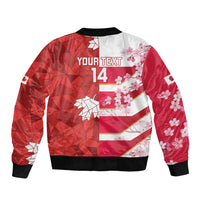 Canada and Japan Rugby Custom Bomber Jacket Canucks Brave Blossoms Together Pacific - Polynesian Pride