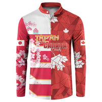 Canada and Japan Rugby Custom Button Sweatshirt Canucks Brave Blossoms Together Pacific LT14 Red - Polynesian Pride