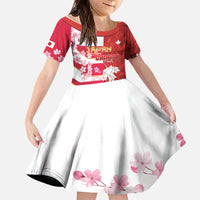 Canada and Japan Rugby Custom Family Matching Off The Shoulder Long Sleeve Dress and Hawaiian Shirt Canucks Brave Blossoms Together Pacific - Polynesian Pride