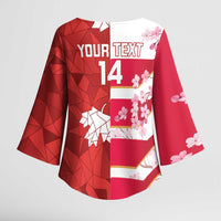 Canada and Japan Rugby Custom Kimono Sleeve Blouse Canucks Brave Blossoms Together Pacific LT14 - Polynesian Pride