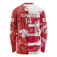 Canada and Japan Rugby Custom Long Sleeve Shirt Canucks Brave Blossoms Together Pacific LT14 - Polynesian Pride