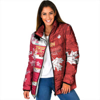 Canada and Japan Rugby Custom Padded Jacket Canucks Brave Blossoms Together Pacific LT14 Women Red - Polynesian Pride