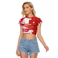 Canada and Japan Rugby Custom Raglan Cropped T Shirt Canucks Brave Blossoms Together Pacific - Polynesian Pride