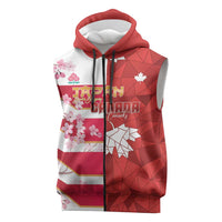 Canada and Japan Rugby Custom Sleeveless Zip Hoodie Canucks Brave Blossoms Together Pacific LT14 Red - Polynesian Pride