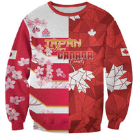 Canada and Japan Rugby Custom Sweatshirt Canucks Brave Blossoms Together Pacific LT14 Unisex Red - Polynesian Pride