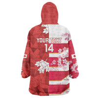 Canada and Japan Rugby Custom Wearable Blanket Hoodie Canucks Brave Blossoms Together Pacific LT14 - Polynesian Pride