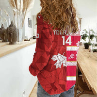 Canada and Japan Rugby Custom Women Casual Shirt Canucks Brave Blossoms Together Pacific - Polynesian Pride