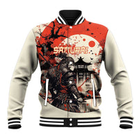 Samurai Warrior Japan Baseball Jacket Red-blossomed Tree Classic Japanese Stylized LT14 Unisex Red - Polynesian Pride