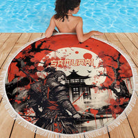 Samurai Warrior Japan Beach Blanket Red-blossomed Tree Classic Japanese Stylized LT14 - Polynesian Pride