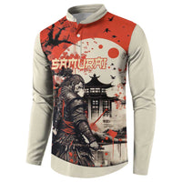 Samurai Warrior Japan Button Sweatshirt Red-blossomed Tree Classic Japanese Stylized LT14 - Polynesian Pride