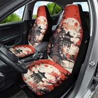Samurai Warrior Japan Car Seat Cover Red-blossomed Tree Classic Japanese Stylized - Polynesian Pride