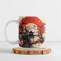 Samurai Warrior Japan Ceramic Mug Red-blossomed Tree Classic Japanese Stylized LT14 Red - Polynesian Pride
